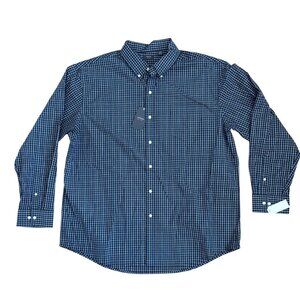Arrow Shirt Mens XXL Plaid Button Down Long Sleeve Navy Tan New